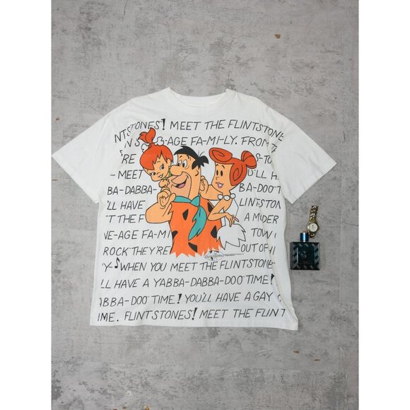 Rare Vintage 1994 Flintstones All Over Print Graphic T - Picture 1 of 4